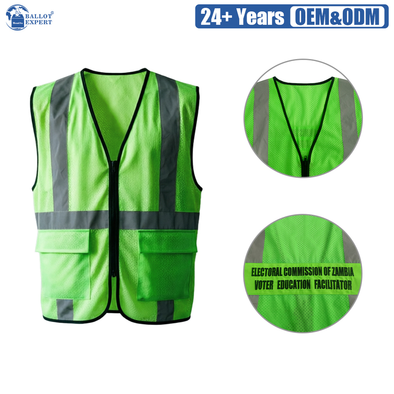 Multi-Pocket Zip-Front Election Reflective Vest 4